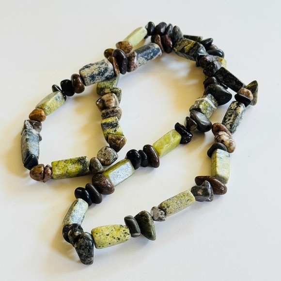 VTG Estate Primitive Necklace Turquoise Yellow green Beads Natural 146gm 26" - Picture 6 of 9
